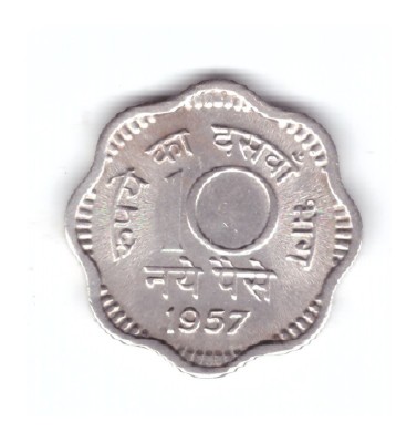 Moneda India 10 paise 1957 Calcutta, stare excelenta, curata foto