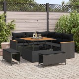 vidaXL Set de canapele pentru grădină cu pernă 8 pcs Negru Rattan poli 3364984