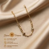 Bratara Amore Duo cu doua inimioare si bilute aurii, placata cu aur 18K, 19 cm Brazilia