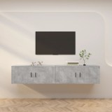 vidaXL Dulapuri TV montate pe perete, 2 buc., gri beton, 100x34,5x40cm