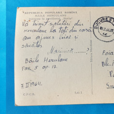 Carte Postala circulata veche RPR - Baile Herculane- pavilionul Horea