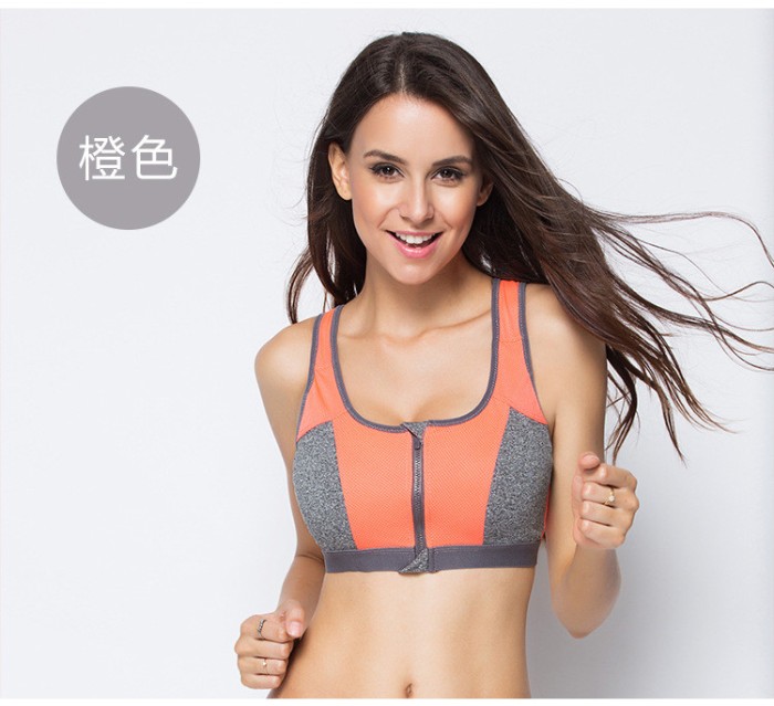T386-52 Bustiera sport in doua culori accesorizata cu fermoar si dublura