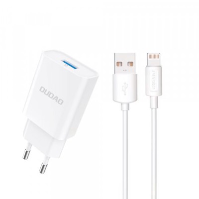 Incarcator Retea Cu Cablu Lightning Dudao A4EU, 10W, 2.1A, 1 x USB-A, Alb foto