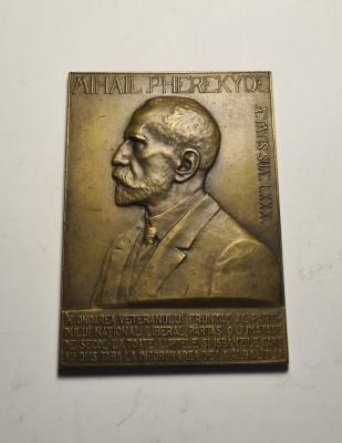 Placheta Mihail Pherekyde Avocat Minstru PNL si Presedinte al Senatului Romaniei foto