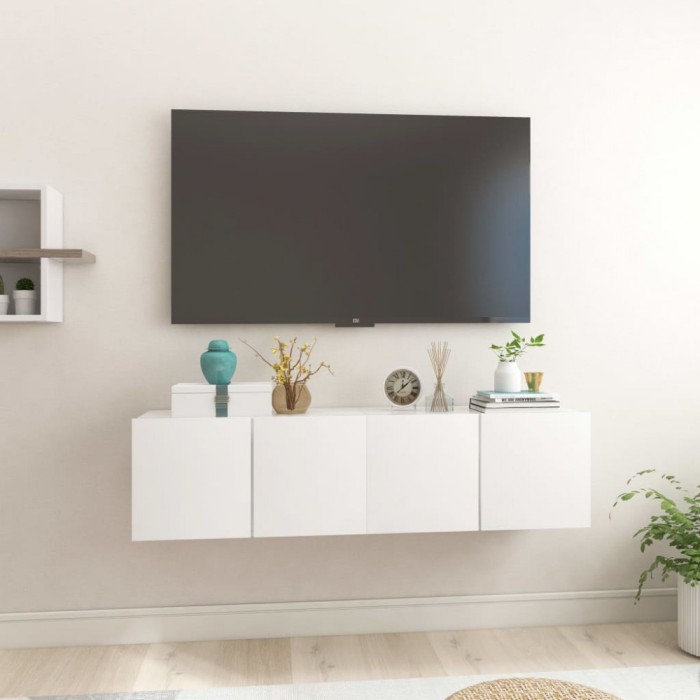 vidaXL Dulapuri TV suspendate 2 buc. alb extralucios 60x30x30 cm 804527