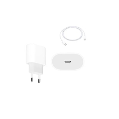 Set Incarcator Fast Charge 20W si Cablu de Date Fast Charge 1M Type-C-Lightning, Compatibil cu Apple iPhone 14 foto