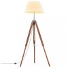 Lampă de podea trepied, maro miere și alb, 141 cm, lemn de tec
