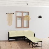 VidaXL Set mobilier de grădină cu perne, 6 piese, negru, poliratan