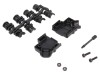 Carcasa Conector D-Sub 45&deg; Plastic ENCITECH, Unghi 45 Grade, D-Sub 9pin/HD 15pin, Diametru Cablu 9mm, Rasucire