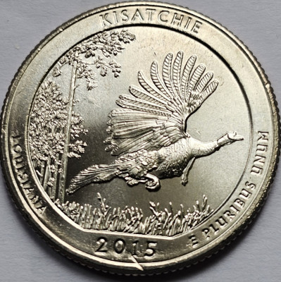 Monedă 25 cents / quarter 2015 USA, Louisiana, Kisatchie, unc, litera D foto