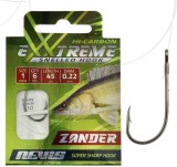 Carlige Legate Salau Nevis Nr.2, 0.22mm, 45cm, 6buc/pac - Montura Pescuit Monofilament, Carlig Ochet, Nickel