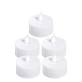 Cumpara ieftin Set 5 lumanari decorative LED albe 3.7 x 3.8 cm, lumina galbena, flacara transparenta, baterii AG4 incluse, pentru casa, petreceri si decor festiv