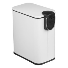 Cos de Gunoi Metalic Dreptunghiular Alb Mat cu Capac 5L