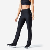 Pantalon de trening 100 Fitness Croială dreaptă Negru Damă, Domyos