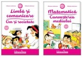 Set doua carti A4, grupa mijlocie 4-5 ani: Matematica. Cunoasterea mediului; Limba si comunicare. Om si societate