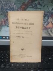 Statutele Băncei Populare de Credit și Economie Becheni com. Zorlești azi sat &icirc;n com. Roșia de Amaradia plasa Amaradia Novaci, Gorj T&acirc;rgu Jiu 1903 013