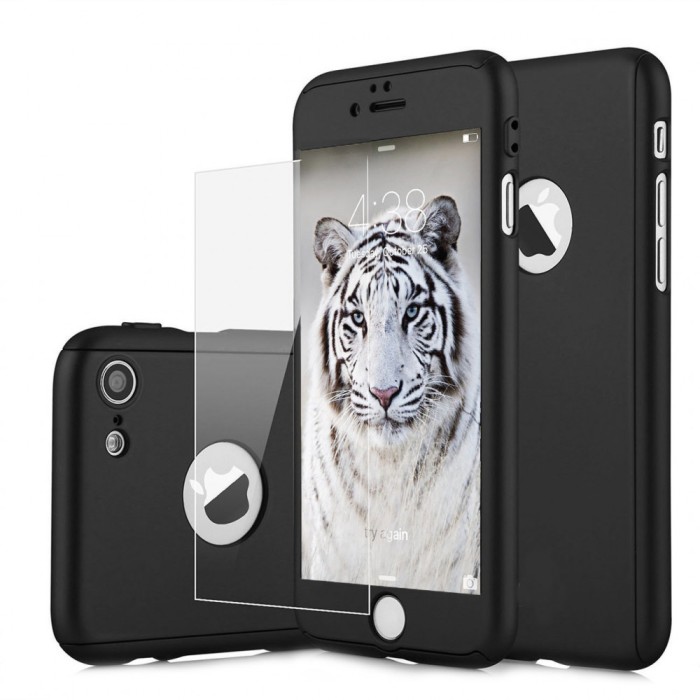 Husa telefon Iphone 6/6S Plus ofera protectie 360&deg; Ultrasubtire + Folie Sticla Securizata - Black