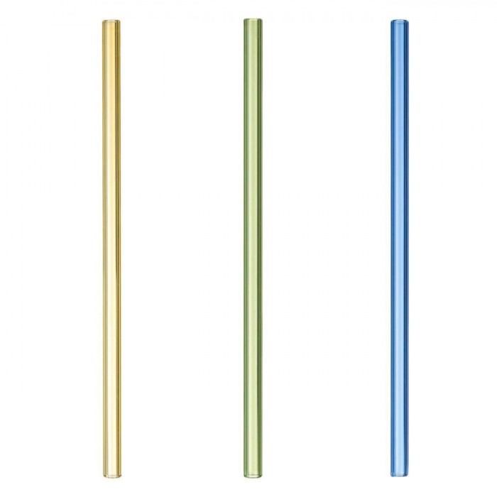 Paie Reutilizabile din Sticlă, Multicolor, Set 3 Bucăți