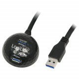 Cablu de prelungire, Logilink, USB 3.0 cu statie de andocare, Negru