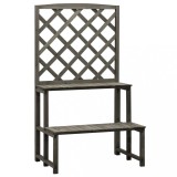 Suport plante cu spalier, gri, 70x42x120 cm, lemn masiv brad