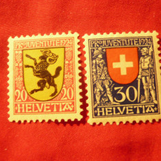 2 Timbre Elvetia 1924 - Embleme , val. 20 si 30C