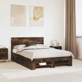 vidaXL Cadru de pat Stejar fumuriu 140 x 200 cm Lemn compozit 3408764