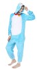 Pijama Salopeta Dama Kigurumi Blue Cat, Flausata, Gluga, Fermoar, Albastru/Alb S/M