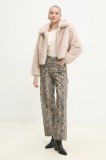 Answear Lab geaca femei, culoarea bej, de tranzitie, oversize