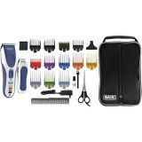 Set de tuns parul Wahl Pro Cordless 09649-916, alimentare acumulator, 1-25 mm, 8 capete ghidare, autoascutire, lame otel-carbon, albastru