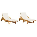 Cumpara ieftin Sezlonguri 2 buc. cu perne 200x68x83 cm lemn masiv de acacia
