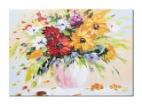 Cumpara ieftin Tablou 3D aranjamenet floral stilizat pictat manual, Ikebana, 70x50cm ulei pe panza, Valentin Pop