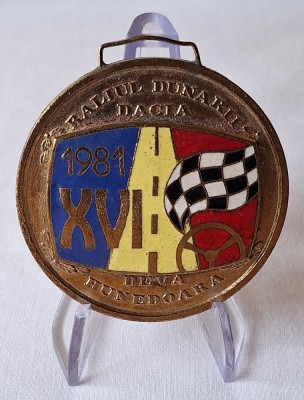 medalia Raliul Dunarii DACIA, medalie premiu anul 1981- Deva Hunedoara, competitie autoturism DACIA foto