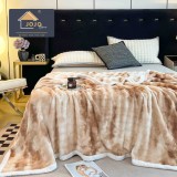 Patura cocolino 200x230cm,gofrata cu bordura alba,bej-alba-F073