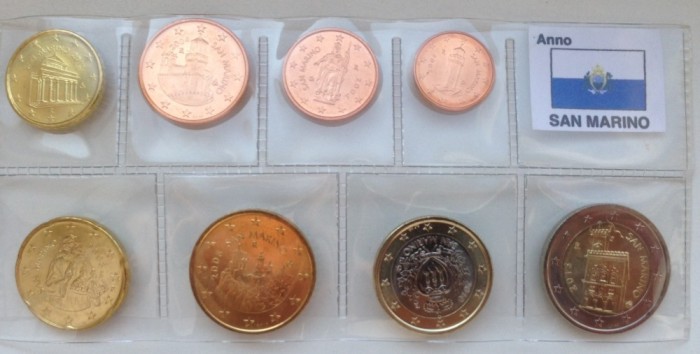 SAN MARINO SET 8 monede euro ani mixati (1c-2e) - UNC