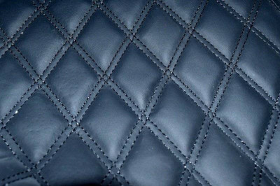 Material piele eco interior tapiterie auto romb Negru cusatura Neagra foto