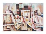 Cumpara ieftin Tablou pictat manual cubism sintetic, Muzica astrala, 100x70cm ulei pe panza, Vlad Soltan