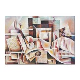 Tablou pictat manual cubism sintetic, Muzica astrala, 100x70cm ulei pe panza, Vlad Soltan