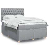 Gossi pat continental cu saltea, gri deschis, 160x200 cm, textil