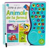 Scrie și șterge animale de la fermă - Board book - Litera mică