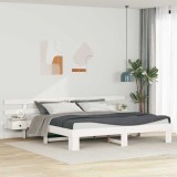 Cumpara ieftin Cadru de pat cu headboard Alb 200 x 200 cm Lemn de pin masiv