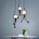 Lustra pendul moderna FUNTASIA cu figurine, 3xE27, inaltime reglabila, negru