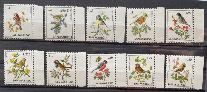 PC256 - San Marino 1972 Fauna/ Pasari, serie MNH, 10v