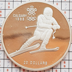 1508 Canada 20 Dollars 1985 1988 Winter Olympics, Calgary km 145 proof argint