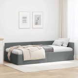 vidaXL Cadru de pat colțar cu headboard Gri &icirc;nchis 100 x 200 cm
