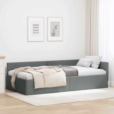 vidaXL Cadru de pat colțar cu headboard Gri &icirc;nchis 90 x 200 cm 42016044
