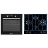 Pachet Incorporabil Samus Cuptor Incorporabil SC639CEGV, 62 l, 6 functii + Plita Incorporabila PSG-64SG2, 4 arzatoare pe gaz, Sticla neagra