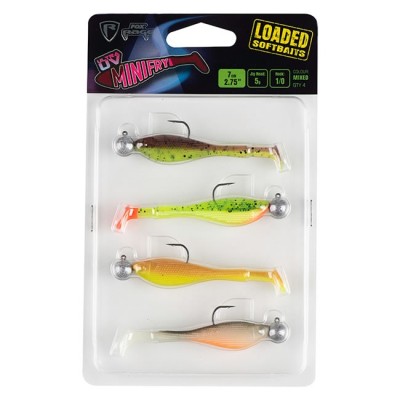 Fox Rage Mini Fry x 4 Mixed UV Colour Pack LOADED 5g 1/0 head, 7cm, 4 buc foto