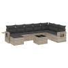 Set canapele de gradina cu perne, 9 piese gri deschis poliratan