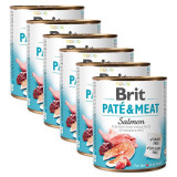 Conservă Brit Pat&eacute; &amp;amp; Meat Salmon 6 x 800 g