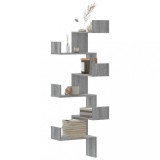 Raft coltar perete vidaXL, 45x45x147 cm, lemn prelucrat, gri sonoma, etajera decorativa, economie spatiu, capacitate 60 kg